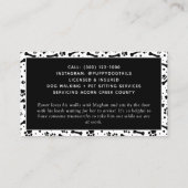 Black White Dog Walker Pet Sitter Visitekaartje (Achterkant)