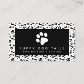 Black White Dog Walker Pet Sitter Visitekaartje (Voorkant)