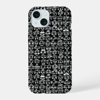 Black & White Doodle Pattern  Case – Bold Ab iPhone 15 Case