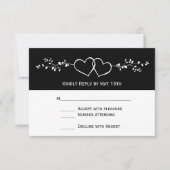 Black White Double Hearts Weddenschap RSVP-kaarten RSVP Kaartje (Voorkant)