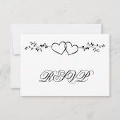Black White Double Hearts Weddenschap RSVP-kaarten RSVP Kaartje (Achterkant)