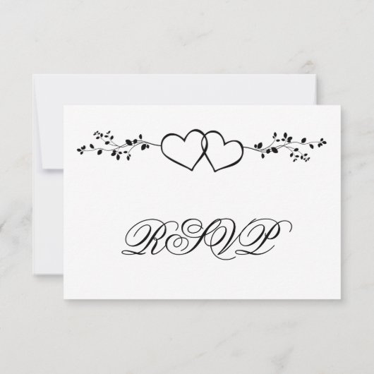 Black White Double Hearts Weddenschap RSVP-kaarten RSVP Kaartje (Achterkant)