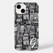 Black & White Downtown City, Skyscrapers, Monogram Case-Mate iPhone Case (Achterkant)
