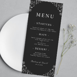 Black White Drawn Country White Wildbloemen Rustis Menu