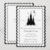 Black White Dream Castle in het Baby shower van de Kaart (Voorkant / Achterkant)