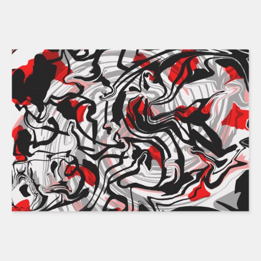 Black White Dusty Reds Inpakpapier Vel (Voorkant 3)