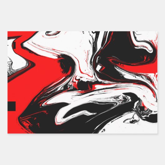 Black White Dusty Reds Inpakpapier Vel (Voorkant 2)