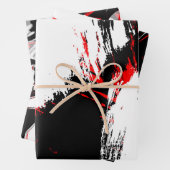 Black White Dusty Reds Inpakpapier Vel (In situ)