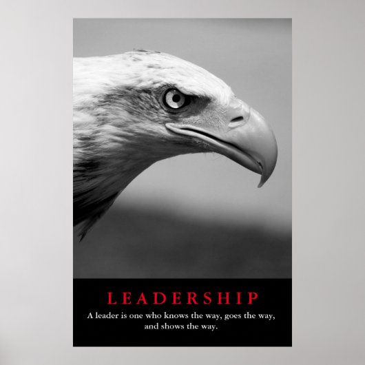Black & White Eagle Eye Leiderschap Motivatie Poster (Voorkant)
