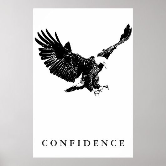 Black White Eagle Motivatie Vertrouwen Poster (Voorkant)