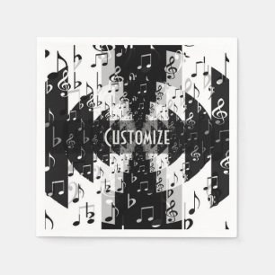 Black & White Echo-Muzieknoten Napkins Servet