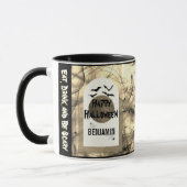 Black White Eet Drink en Wees eng Happy Halloween Mok (Links)