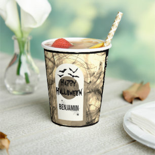 Black White Eet Drink en Wees eng Happy Halloween Papieren Bekers