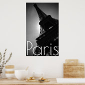 Black White Eiffel Tower in Parijs Poster (Keuken)