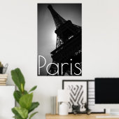 Black White Eiffel Tower in Parijs Poster (Thuiskantoor)