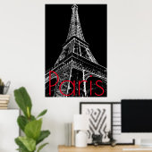 Black White Eiffel Tower in Paris Artwork Poster (Thuiskantoor)