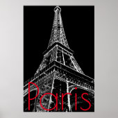 Black White Eiffel Tower in Paris Artwork Poster (Voorkant)