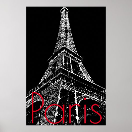 Black White Eiffel Tower in Paris Artwork Poster (Voorkant)
