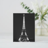 Black White Eiffel Tower in Paris Night Briefkaart (Staand voorkant)