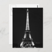 Black White Eiffel Tower in Paris Night Briefkaart (Voorkant / Achterkant)