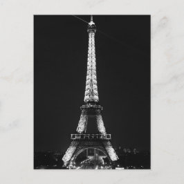 Black White Eiffel Tower in Paris Night Briefkaart