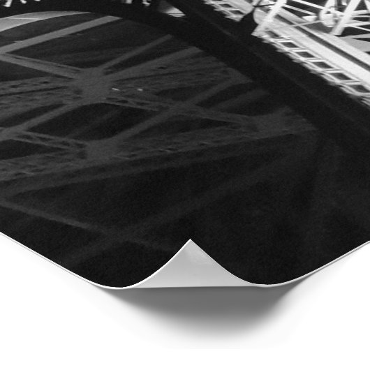 Black White Eiffel Tower in Paris Night Poster (Hoek)