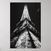 Black White Eiffel Tower in Paris Night Poster (Voorkant)