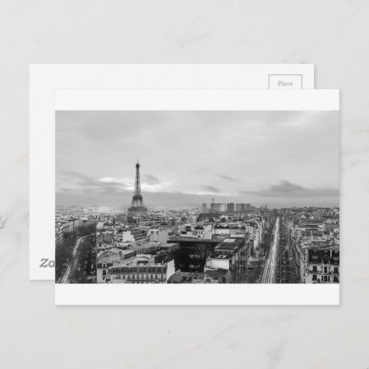 Black&White: Eiffel Tower, Parijs, Frankrijk Briefkaart (Voorkant / Achterkant)