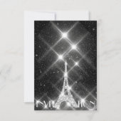 Black White Eiffel Tower Paris Dimond Crystals G Kaart (Voorkant)