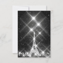 Black White Eiffel Tower Paris Dimond Crystals G Kaart