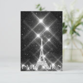 Black White Eiffel Tower Paris Dimond Crystals G Kaart (Staand voorkant)