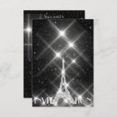 Black White Eiffel Tower Paris Dimond Crystals G Kaart (Voorkant / Achterkant)