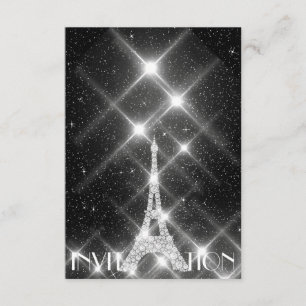 Black White Eiffel Tower Paris Dimond Crystals G Kaart