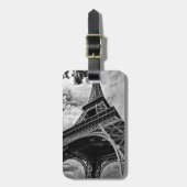 Black White Eiffel Tower Paris Europe Reivel Bagagelabel (Voorkant verticaal)