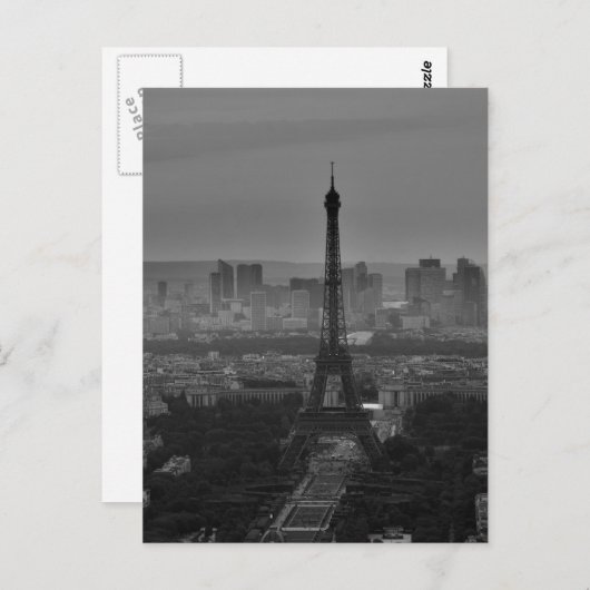 Black White Eiffel Tower Paris Europe Reivel Briefkaart (Voorkant / Achterkant)