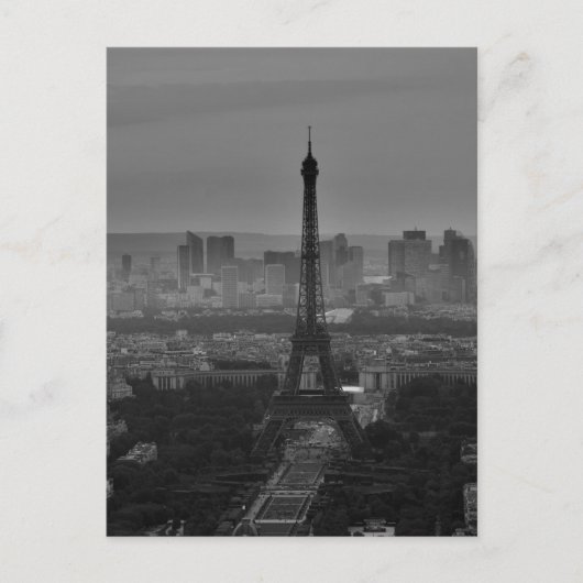 Black White Eiffel Tower Paris Europe Reivel Briefkaart (Voorkant)