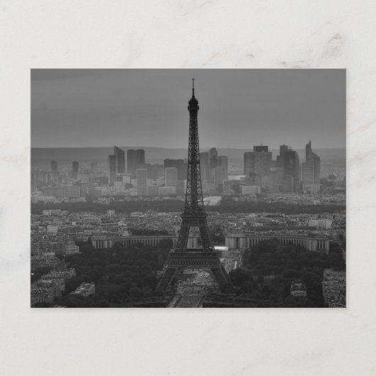 Black White Eiffel Tower Paris Europe Reivel Briefkaart (Voorkant)