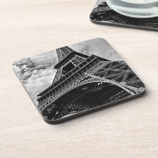 Black White Eiffel Tower Paris Europe Reivel Drankjes Onderzetter (Linkerzijde)
