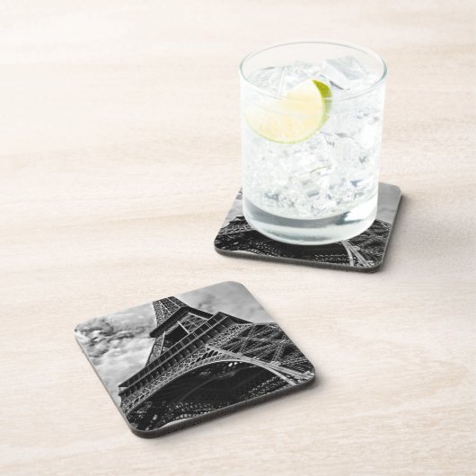 Black White Eiffel Tower Paris Europe Reivel Drankjes Onderzetter (Rechterzijde)