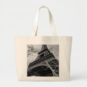 Black White Eiffel Tower Paris Europe Reivel Grote Tote Bag (Voorkant)
