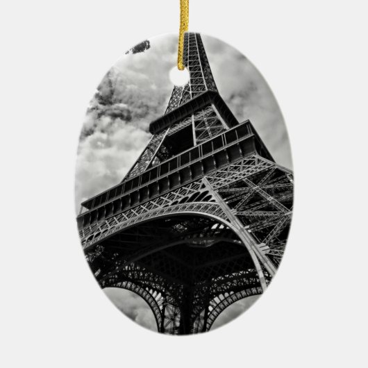 Black White Eiffel Tower Paris Europe Reivel Keramisch Ornament (Voorkant)