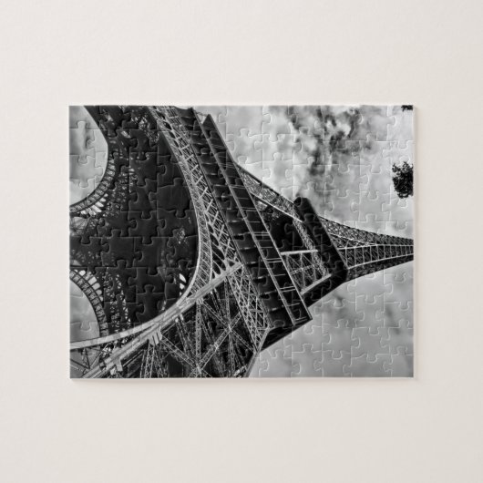 Black White Eiffel Tower Paris Europe Reivel Legpuzzel (Horizontaal)