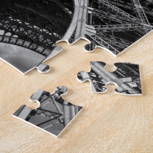 Black White Eiffel Tower Paris Europe Reivel Legpuzzel (Zijkant)