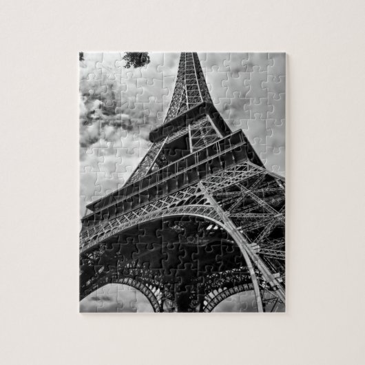 Black White Eiffel Tower Paris Europe Reivel Legpuzzel (Verticaal)