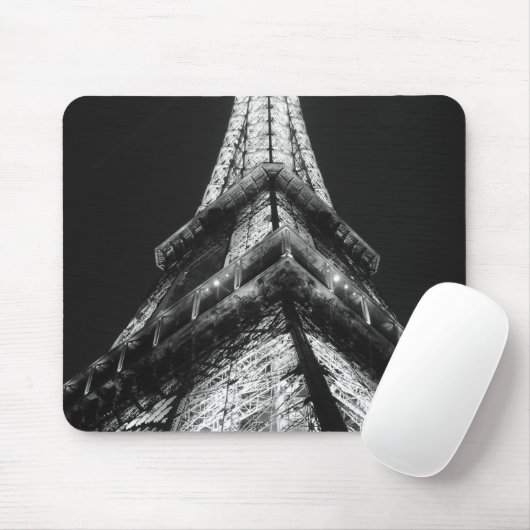 Black White Eiffel Tower Paris Europe Reivel Muismat (Met muis)