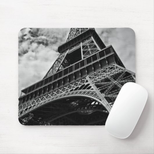 Black White Eiffel Tower Paris Europe Reivel Muismat (Met muis)