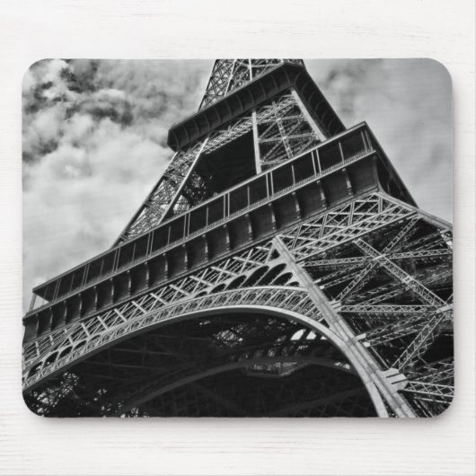 Black White Eiffel Tower Paris Europe Reivel Muismat (Voorkant)