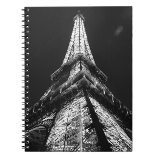 Black White Eiffel Tower Paris Europe Reivel Notitieboek (Voorkant)
