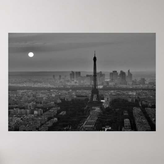 Black White Eiffel Tower Paris Europe Reivel Poster (Voorkant)