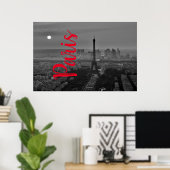 Black White Eiffel Tower Paris Europe Reivel Poster (Thuiskantoor)